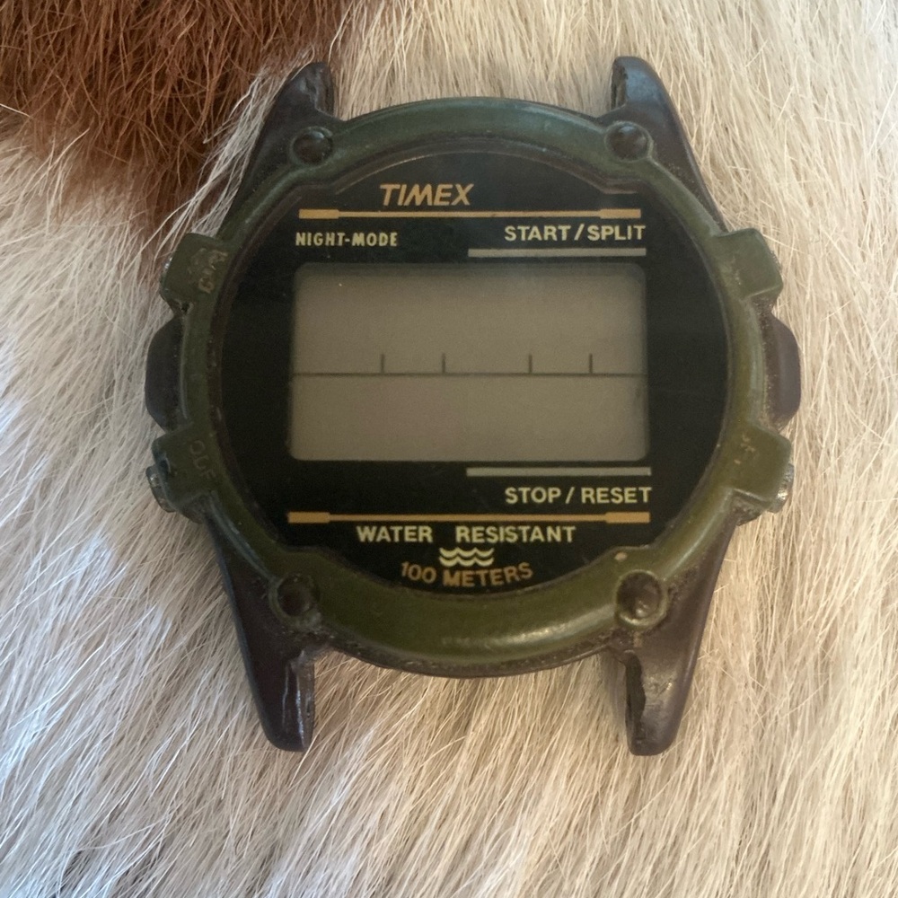 Vintage Timex Atlantis 100 Men's Digital Watch Brown Black Indiglo NO BAND